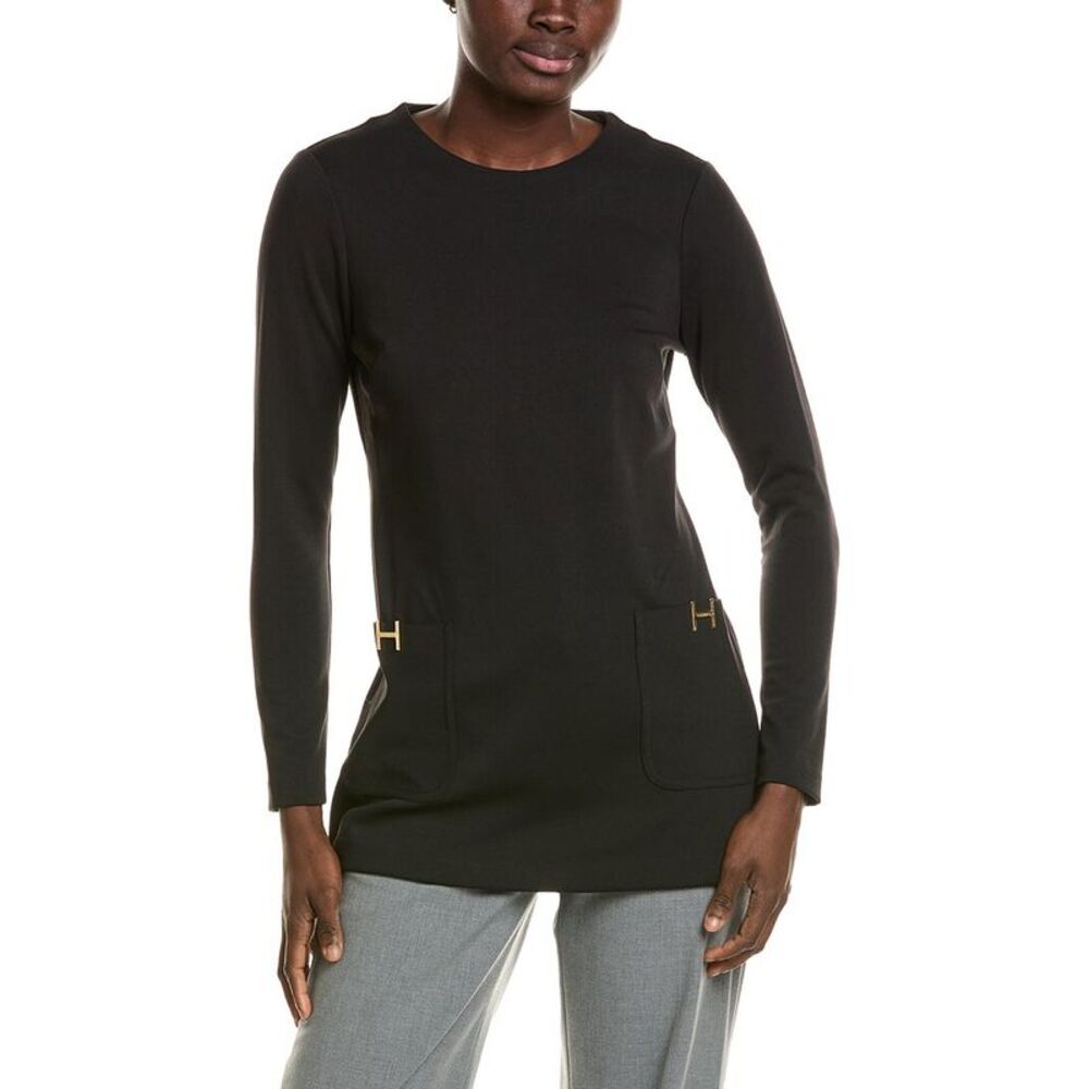 Halston Womens  Long Sleeve Front Pocket Tunic